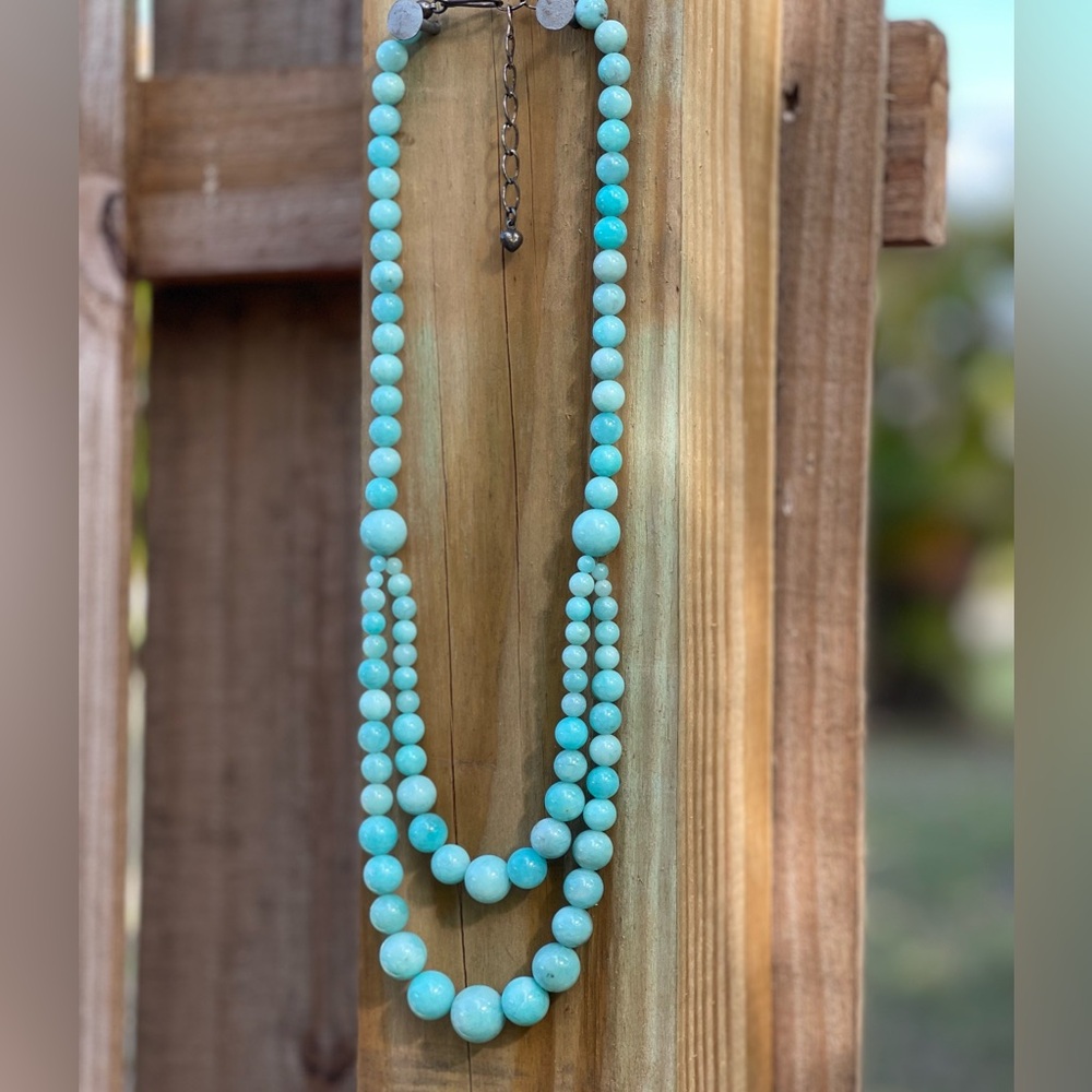 Jay King Mine Finds Peruvian Amazonite Multi Strand Necklace 21" - Picture 3 of 9